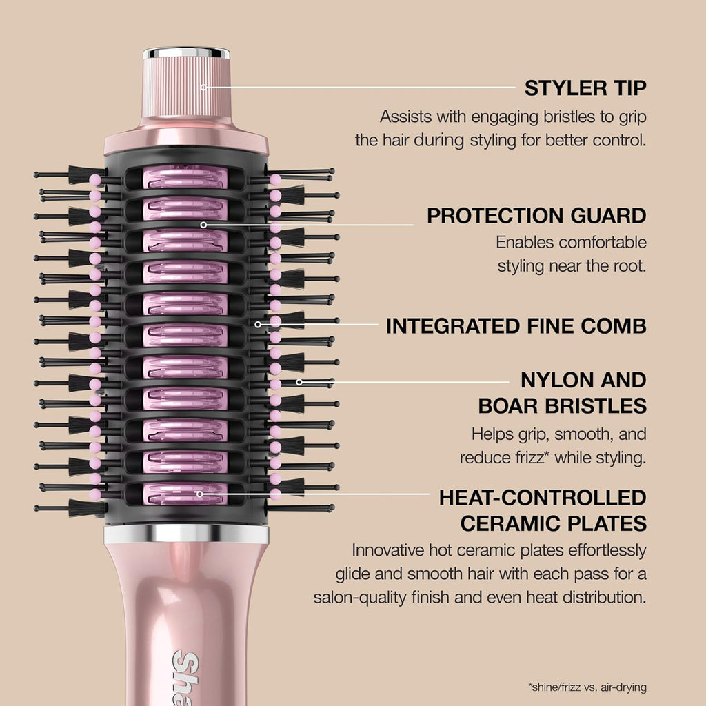 Lisseur et fer à lisser Shark Glossi 2-en-1 | Brushing ultra-rapide et ultra-brillant à domicile | Revêtement céramique à température contrôlée, convient aux cheveux bouclés, frisés et colorés | Litchi | HT302PK – sélection pratique