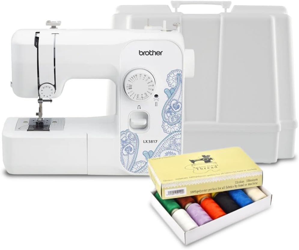Machine à coudre Brother RLX3817 17 points (blanche) doté de étui rigide et kit de fil à coudre (3 articles) (produit reconditionné certifié)
