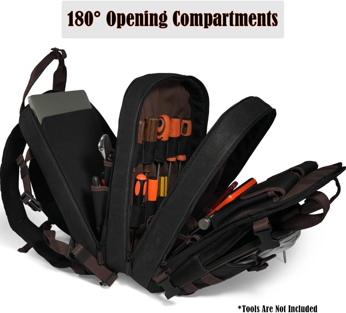 Sac à dos d'électricien WELKINLAND à 90 poches, sac à dos à équipements en toile cirée robuste et pratique doté de poches