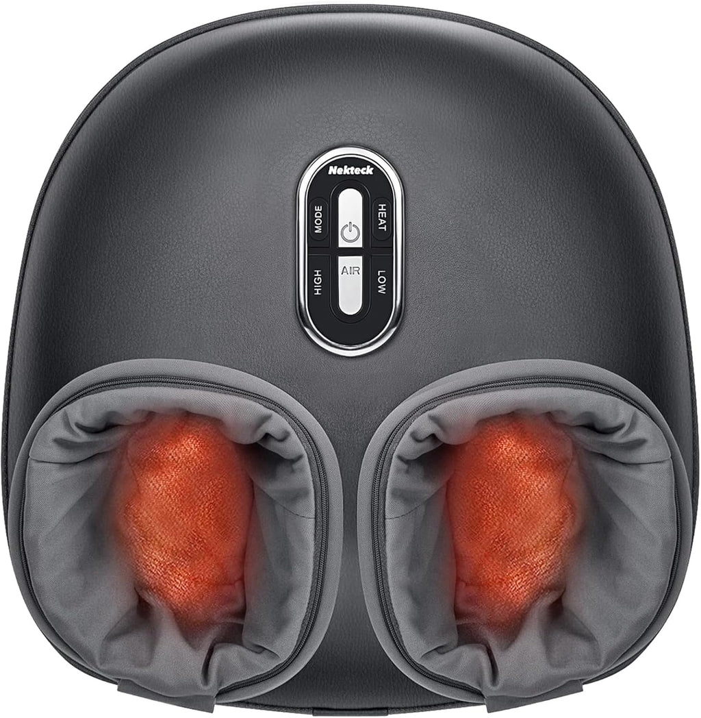 Appareil de massage des pieds Nekteck Shiatsu doté de fonction chauffante (version 2026 améliorée), 3 modes de massage par pétrissage profond et compression d'air, outil de massage destiné à soulager la fasciite plantaire, cadeau de relaxation...
