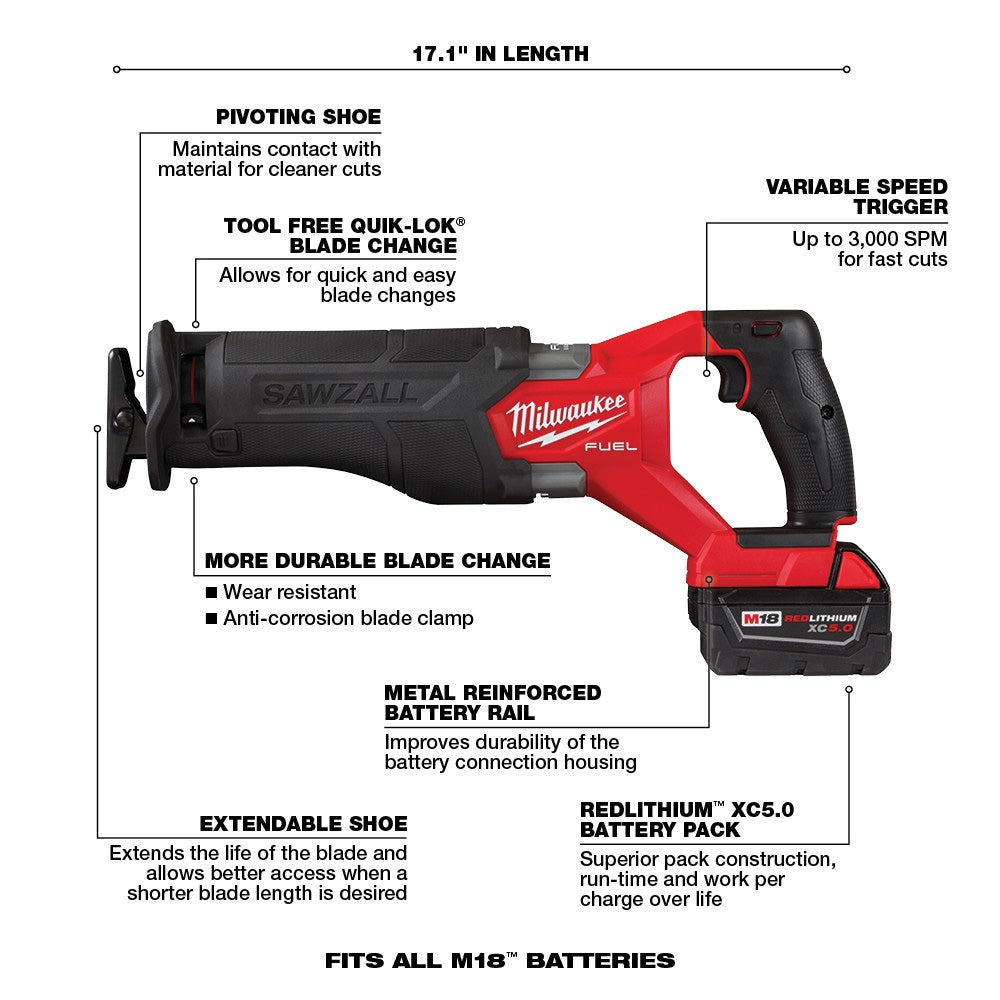 Kit combiné sans fil 7 équipements M18 FUEL Lithium-Ion sans balais 18 V 5,0 Ah