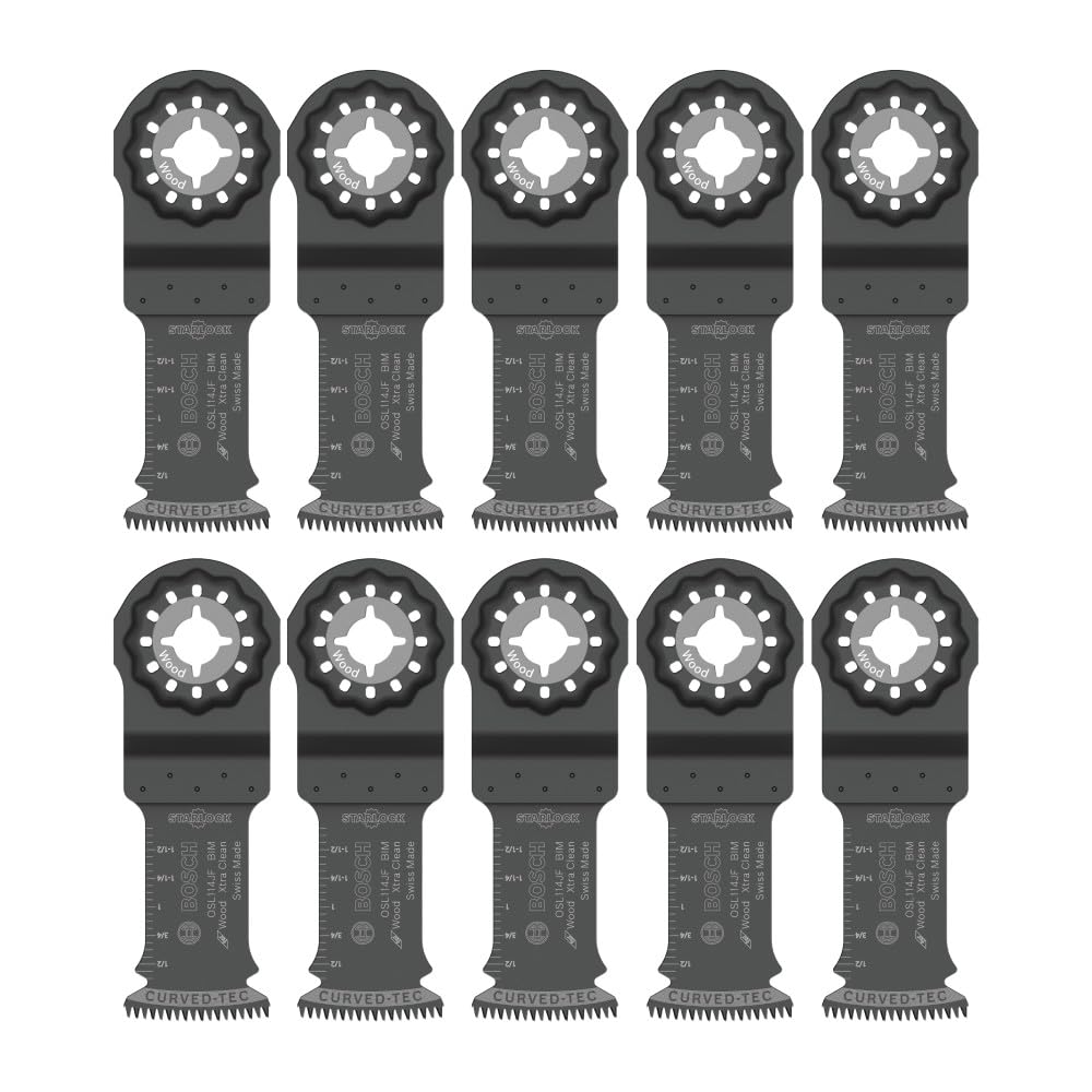 BOSCH OSL114JF-10 Dispositif multifonction oscillant Starlock 1-1/4 po, lame bimétallique, paquet de 10 - Précision pour usage professionnel suisse, conception d'interface 3D, compatibilité universelle destiné à des coupes nettes dans le bois dur