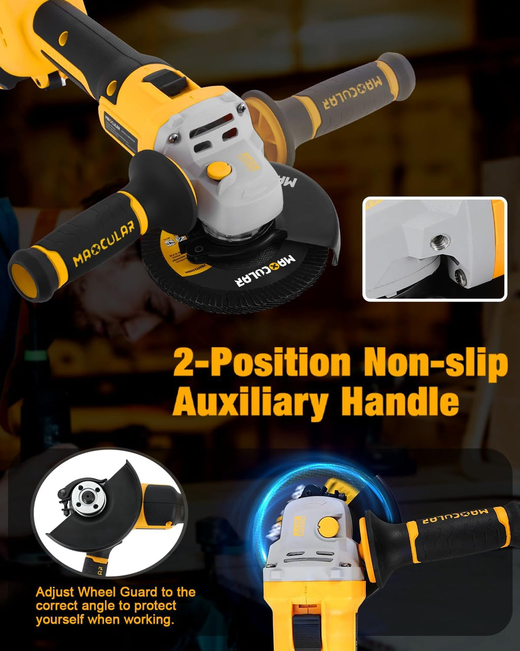 Meuleuse d'angle sans fil 20 V, moteur sans balais 9 600 tr/min, alésage de 11,4 à 12,7 cm, ensemble d'équipements de meulage électrique doté de 2 batteries de 4,0 Ah, destiné à la découpe, le meulage et le polissage.