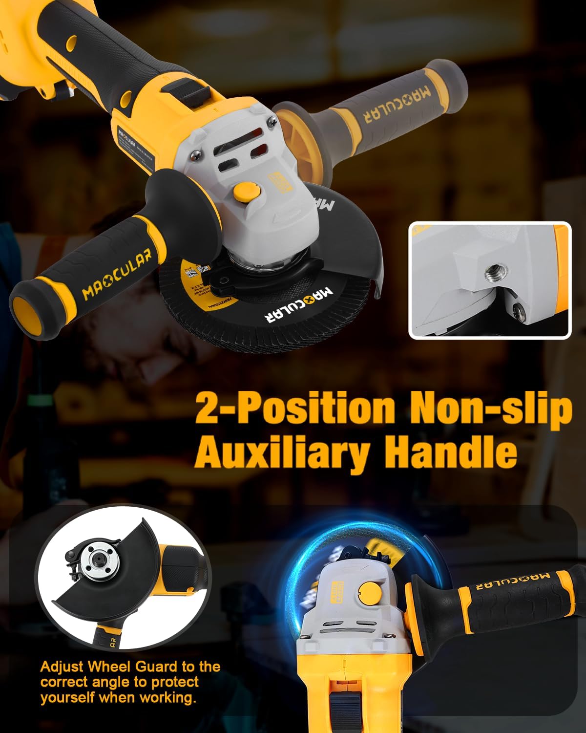Meuleuse d'angle sans fil 20 V, moteur sans balais 9 600 tr/min, alésage de 11,4 à 12,7 cm, ensemble d'équipements de meulage électrique doté de 2 batteries de 4,0 Ah, destiné à la découpe, le meulage et le polissage.