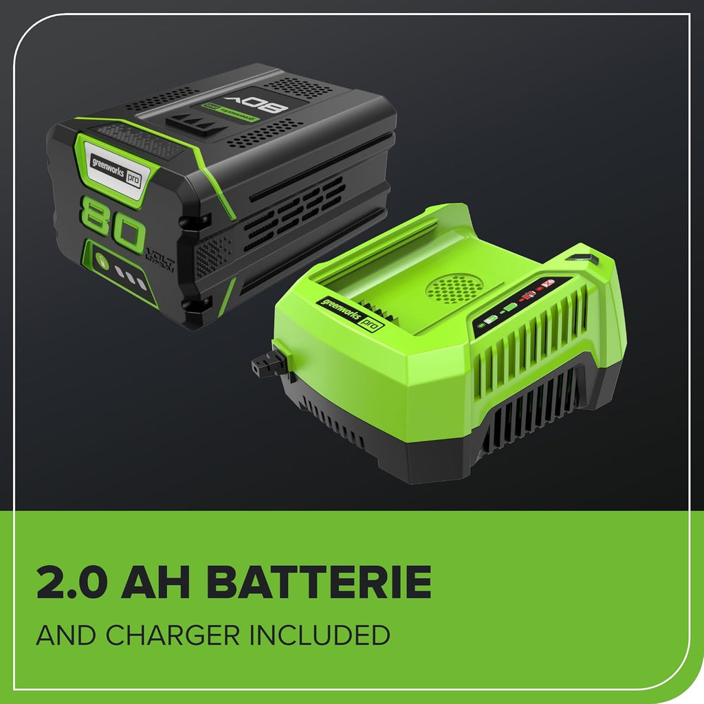 Pelle à neige sans fil Greenworks 80 V (compatible doté de plus de 75 équipements) de 30 cm (12 po) doté de batterie 2,0 Ah et chargeur inclus