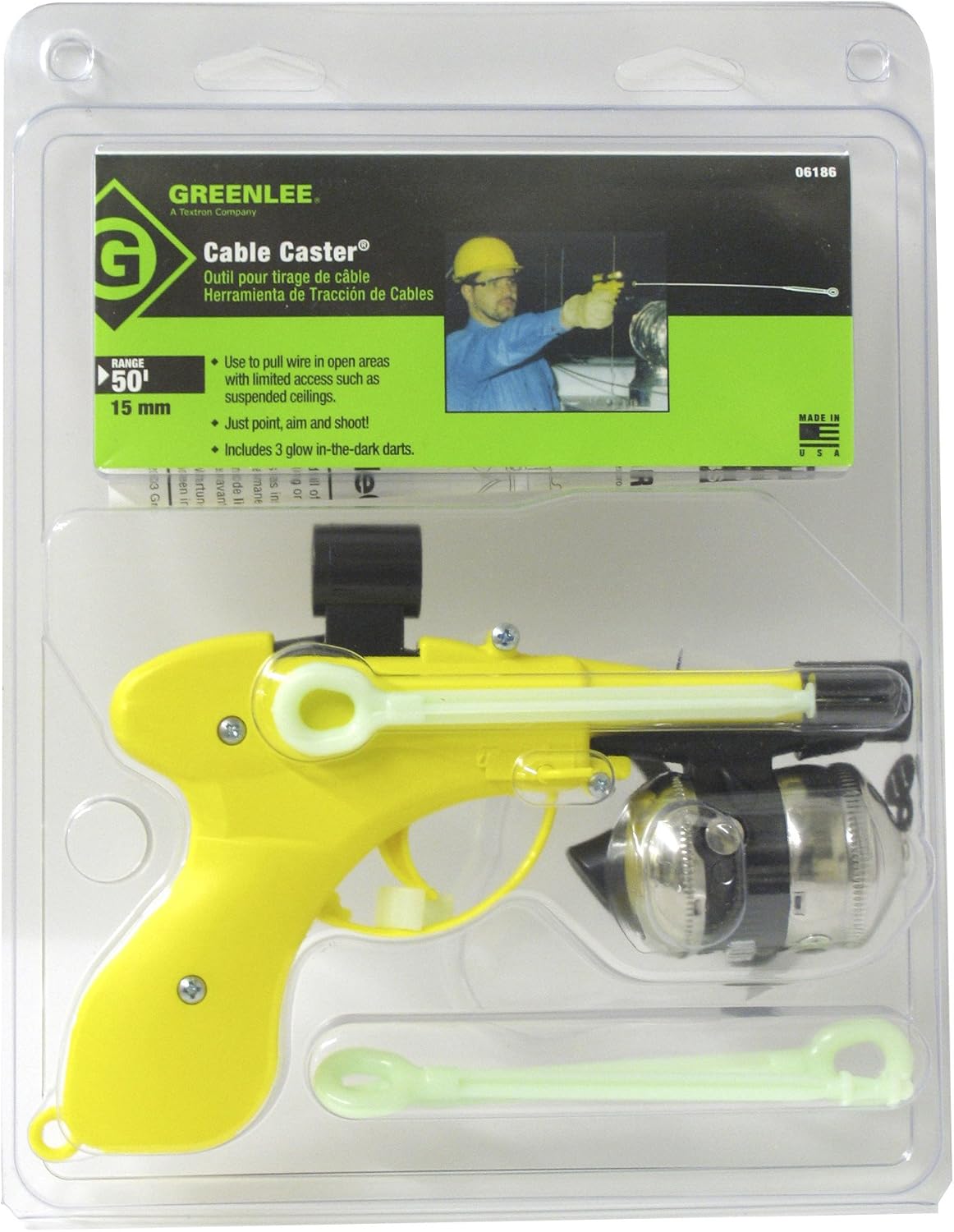 Dispositif de tirage de câbles Greenlee 06186 Cablecaster à trois fléchettes