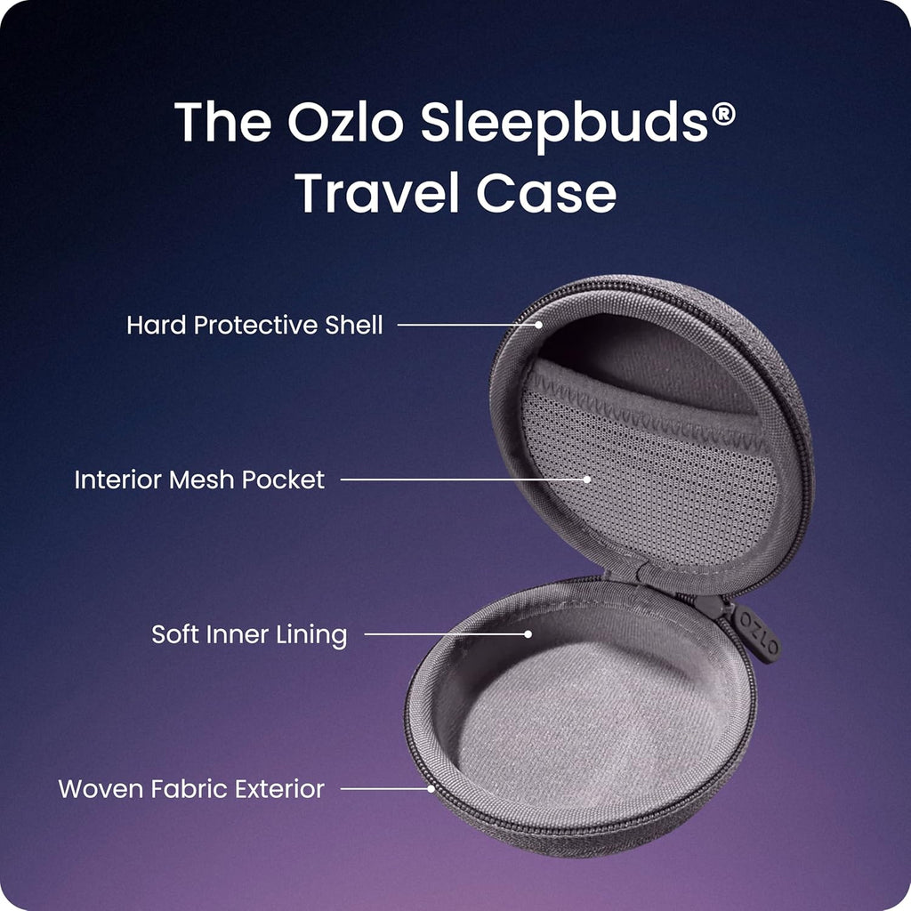 Kit d'accessoires de voyage Ozlo | Étui de voyage + bloc de charge USB-C + câble de charge en silicone | Étui rigide destiné à écouteurs intelligents Ozlo Sleepbuds