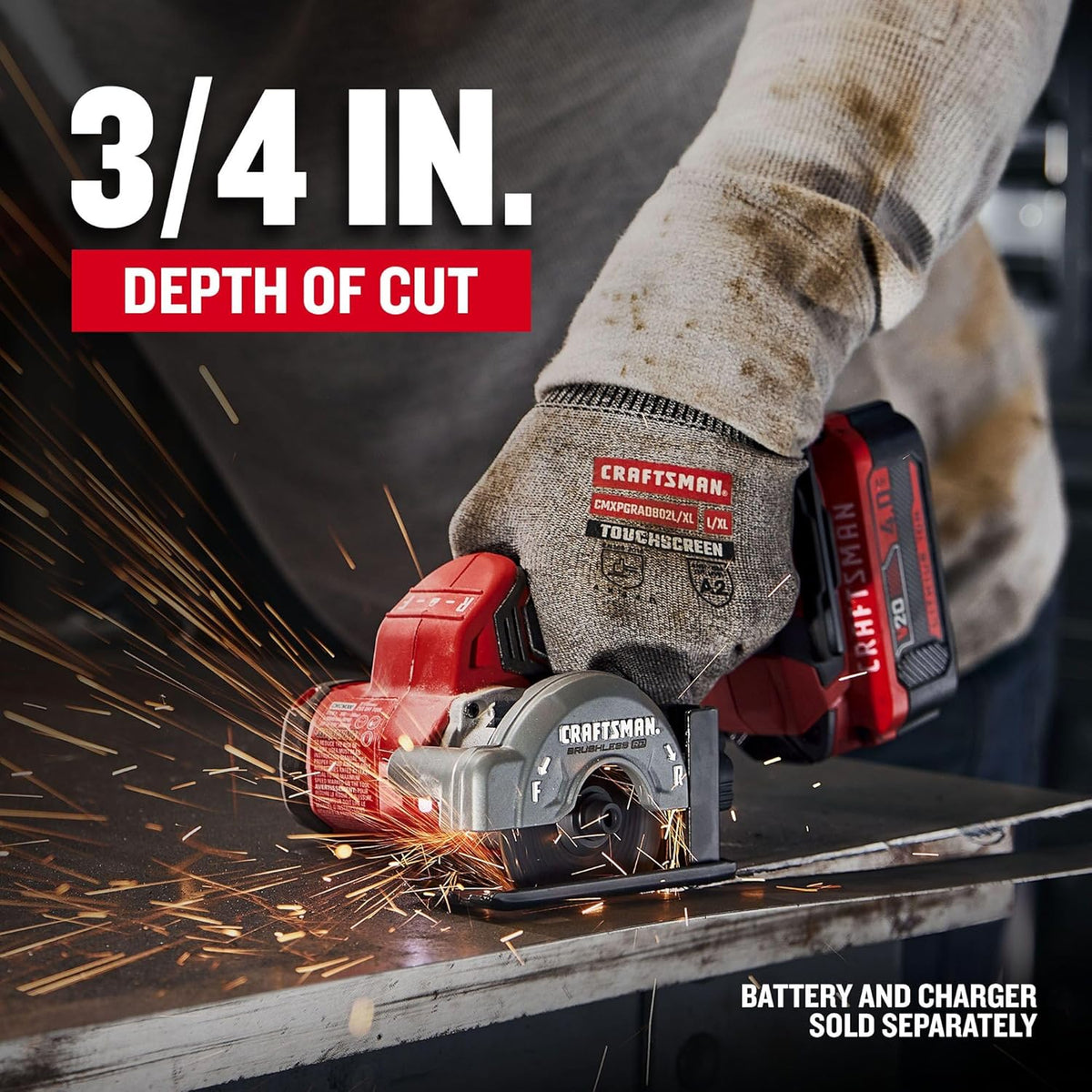 Dispositif de coupe sans fil CRAFTSMAN V20 3 pouces doté de fonctions avant et arrière, outil nu uniquement (CMCM300B)