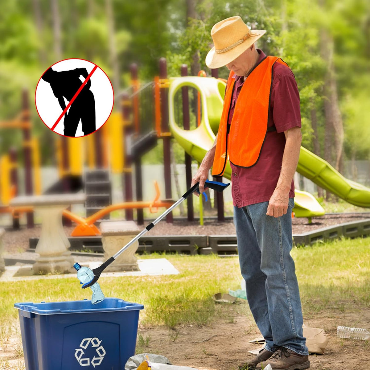 Dispositif de ramassage de déchets robuste en 12 pièces - Pince télescopique légère de 81 cm doté de poignée ergonomique et antidérapante | Aide à la mobilité polyvalente destiné à les personnes âgées