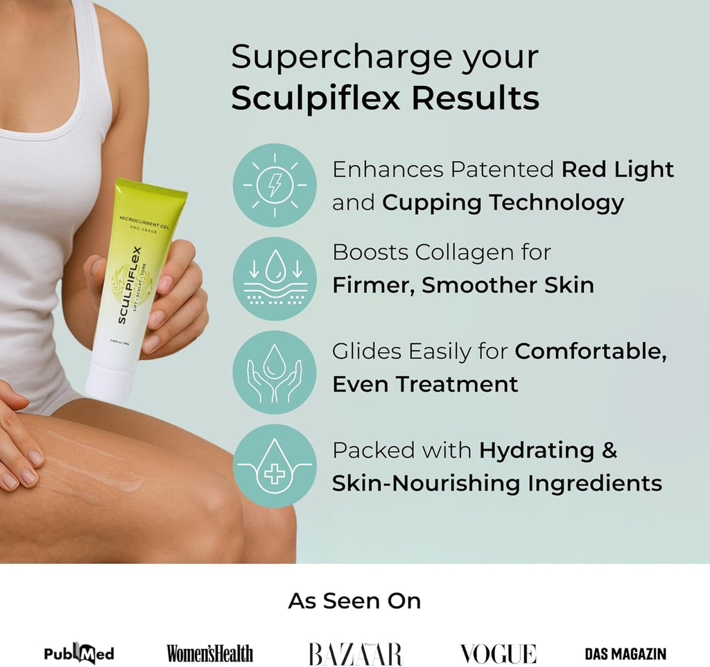 SCULPIFLEX - L'outil de massage original et le gel hydratant destiné à améliorer l'apparence et la fermeté de la peau. Technologie brevetée, doux et adapté à tous les types de peau. Non testé sur les animaux.