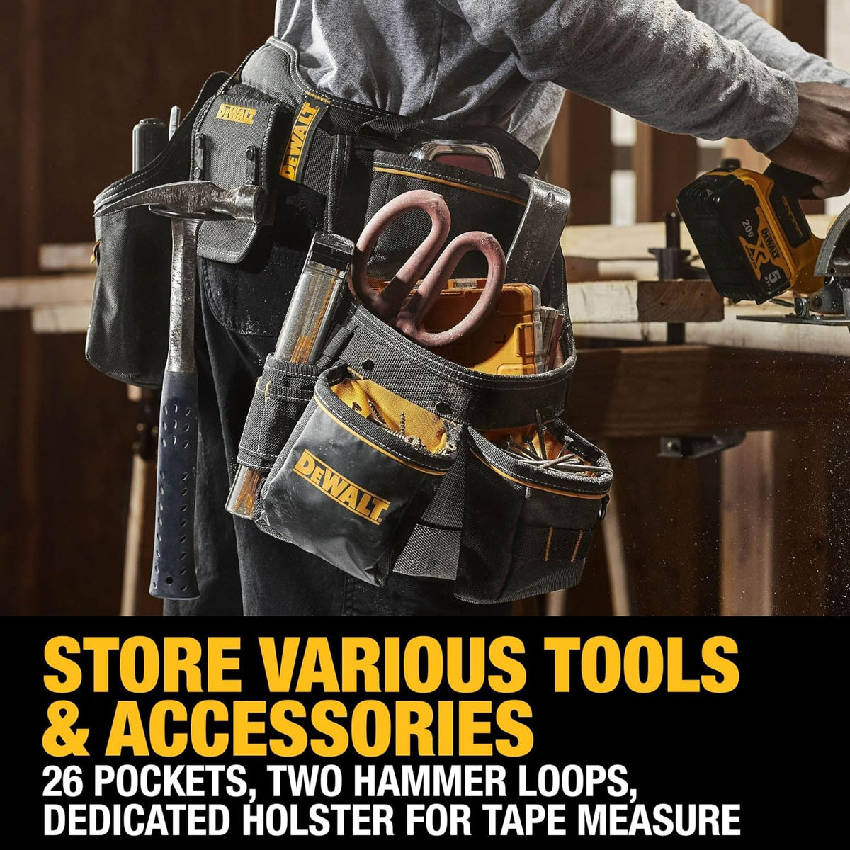 Ceinture porte-équipements DEWALT, résistante, ceinture pour usage professionnel à 26 poches (DWST540601)