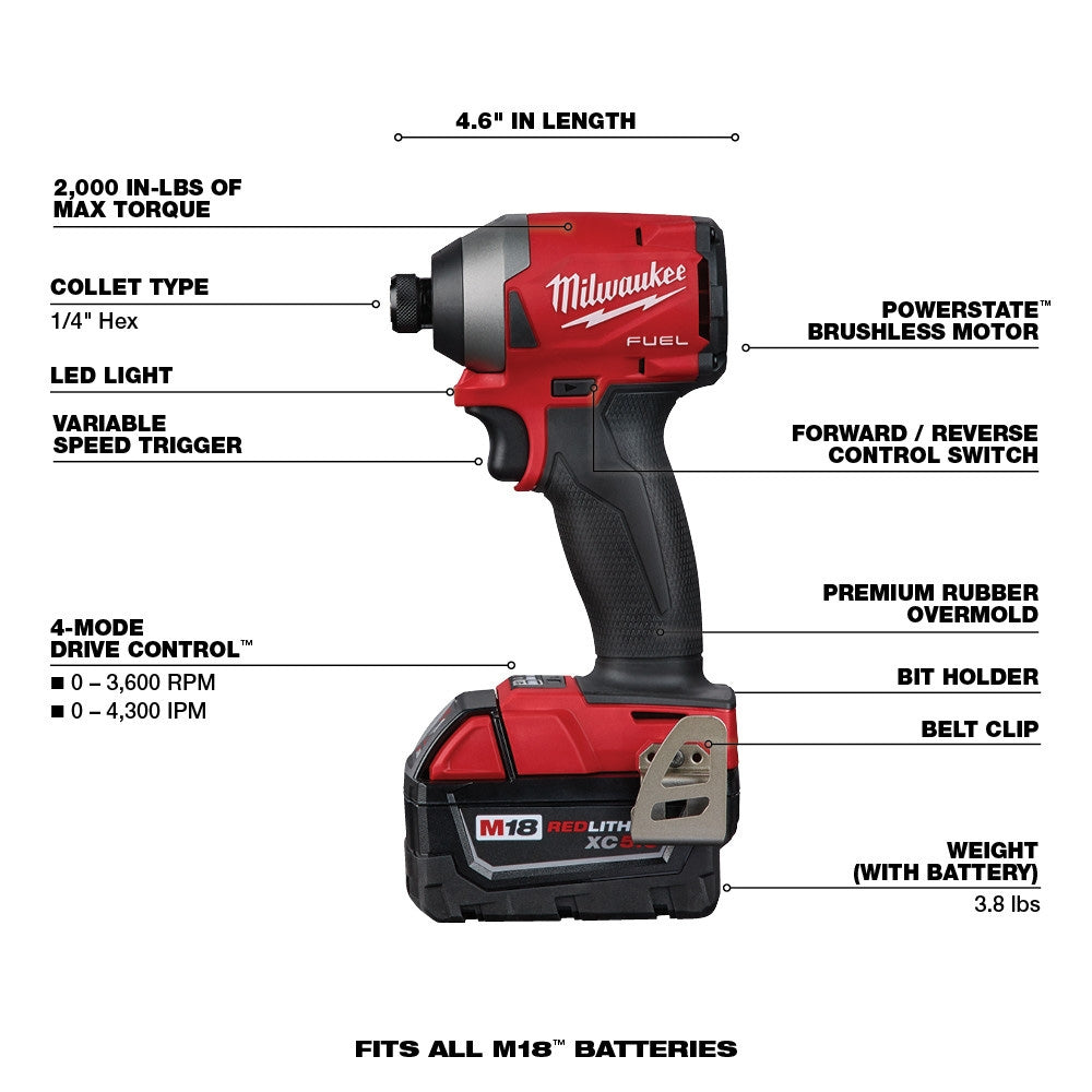 Kit combiné sans fil 7 équipements M18 FUEL Lithium-Ion sans balais 18 V 5,0 Ah