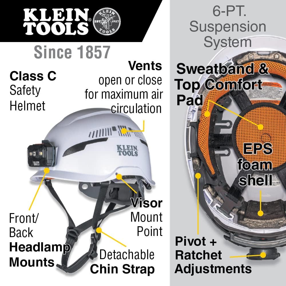 Casque pour sécurité Klein Tools, casque de sécurité de type 2, ventilé, classe C