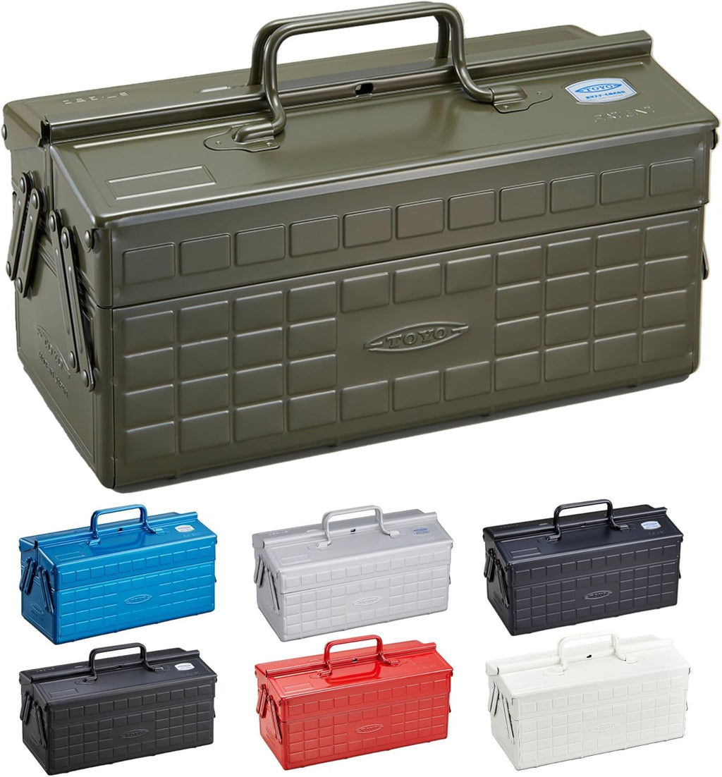 Coffret à outils TOYO ST-350MG en acier à 2 niveaux (vert militaire)