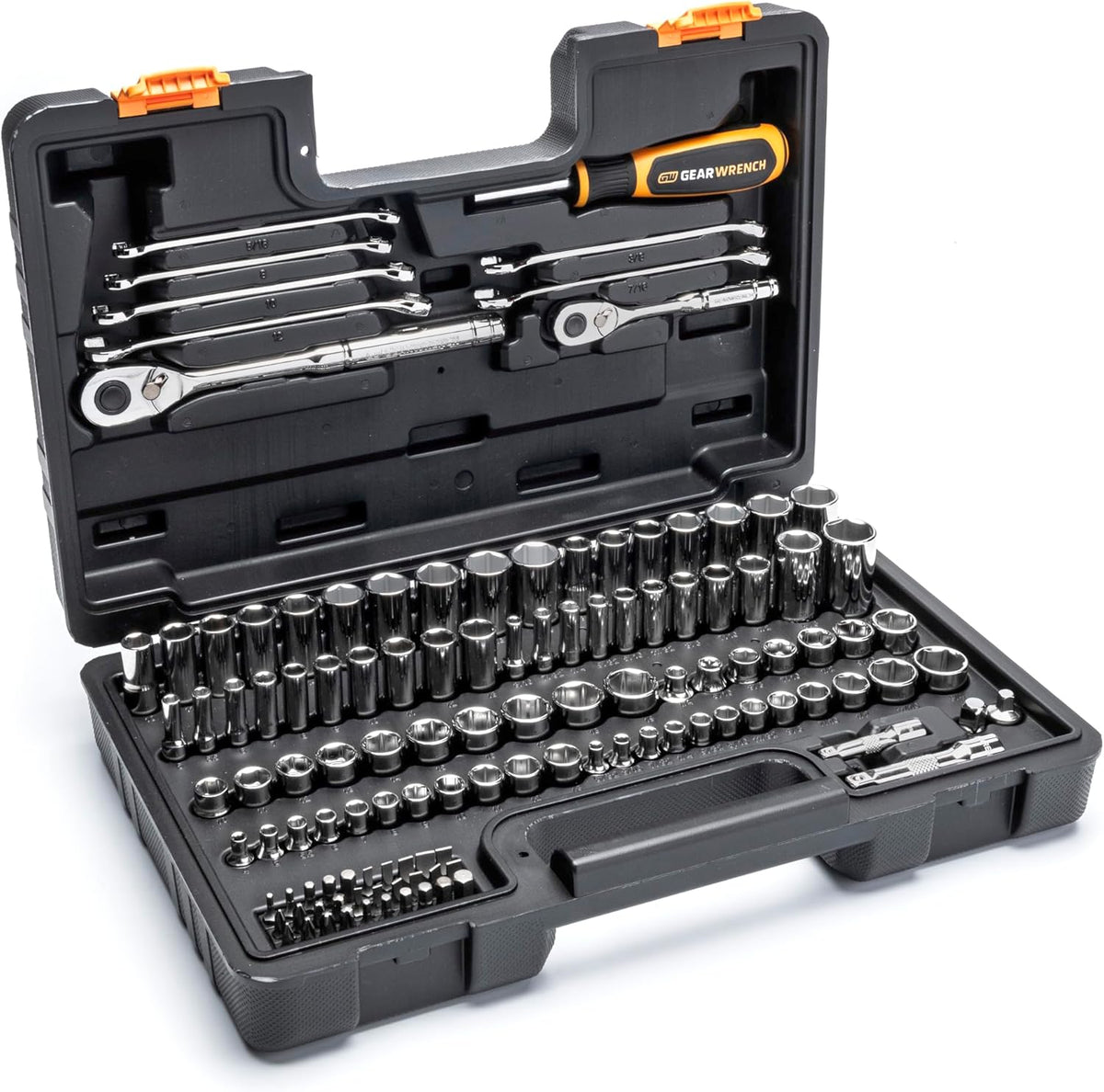 Ensemble d'équipements à main GEARWRENCH 121 pièces, entraînement 1/4" et 3/8", 72 dents, dimensions SAE/métriques | GW72SCBMTS