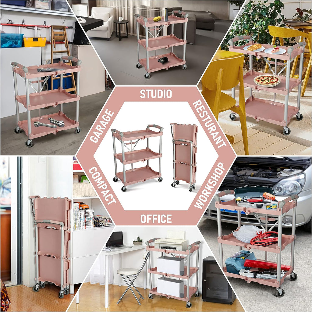 Chariot pour service pliable et enroulable Olympia Tools 89-350 Pack-N-Roll, capacité de 68 kg (150 lb), rose