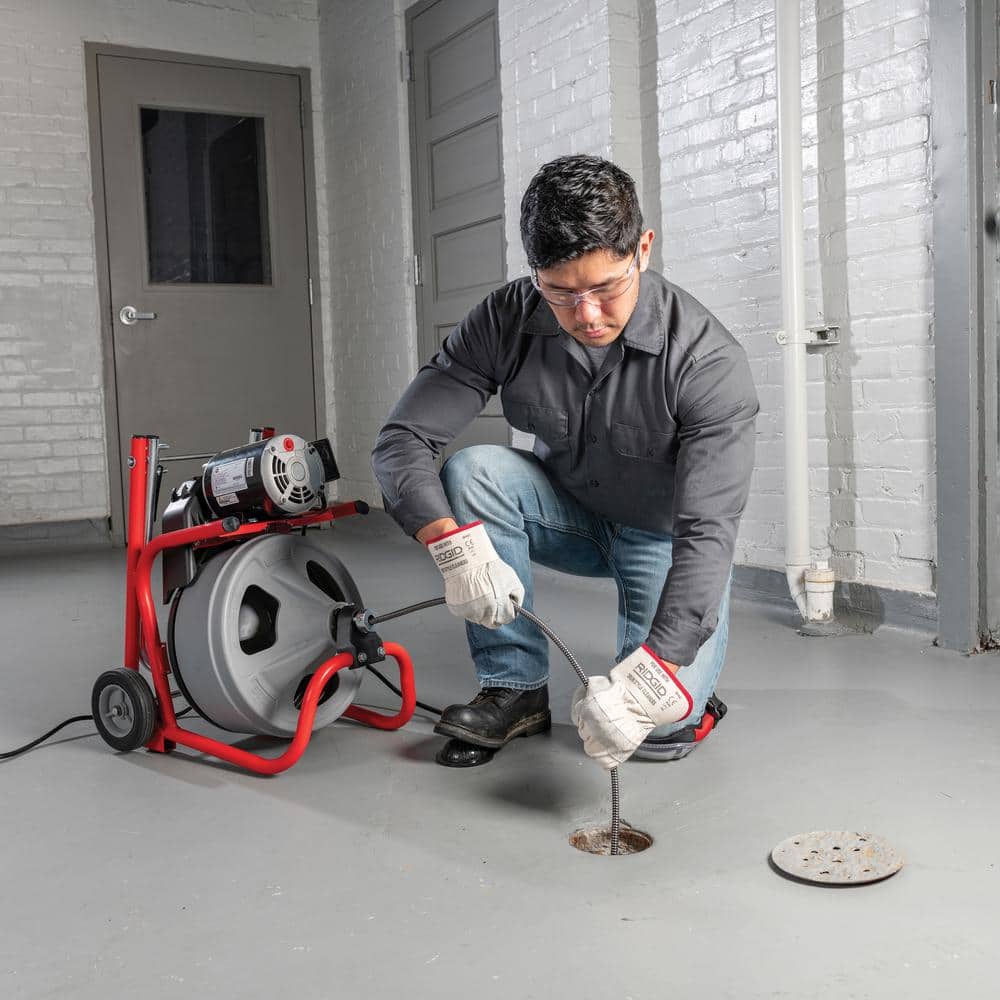 Déboucheur de canalisations K-400, machine à tambour 120 volts doté de câble C-32IW 3/8 po x 75 pi + ensemble d'équipements 4 pièces et gants 52363