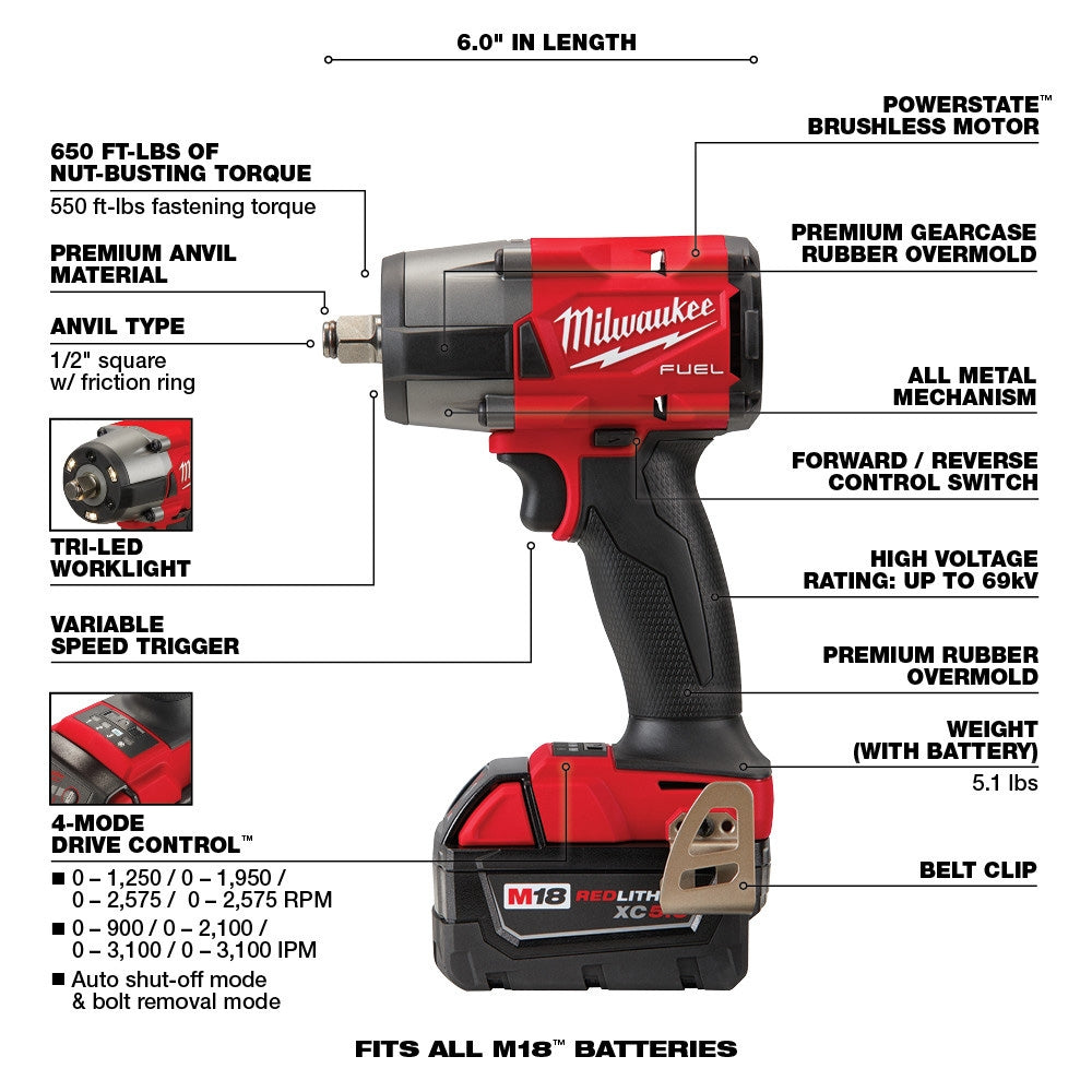 Kit combiné sans fil 7 équipements M18 FUEL Lithium-Ion sans balais 18 V 5,0 Ah
