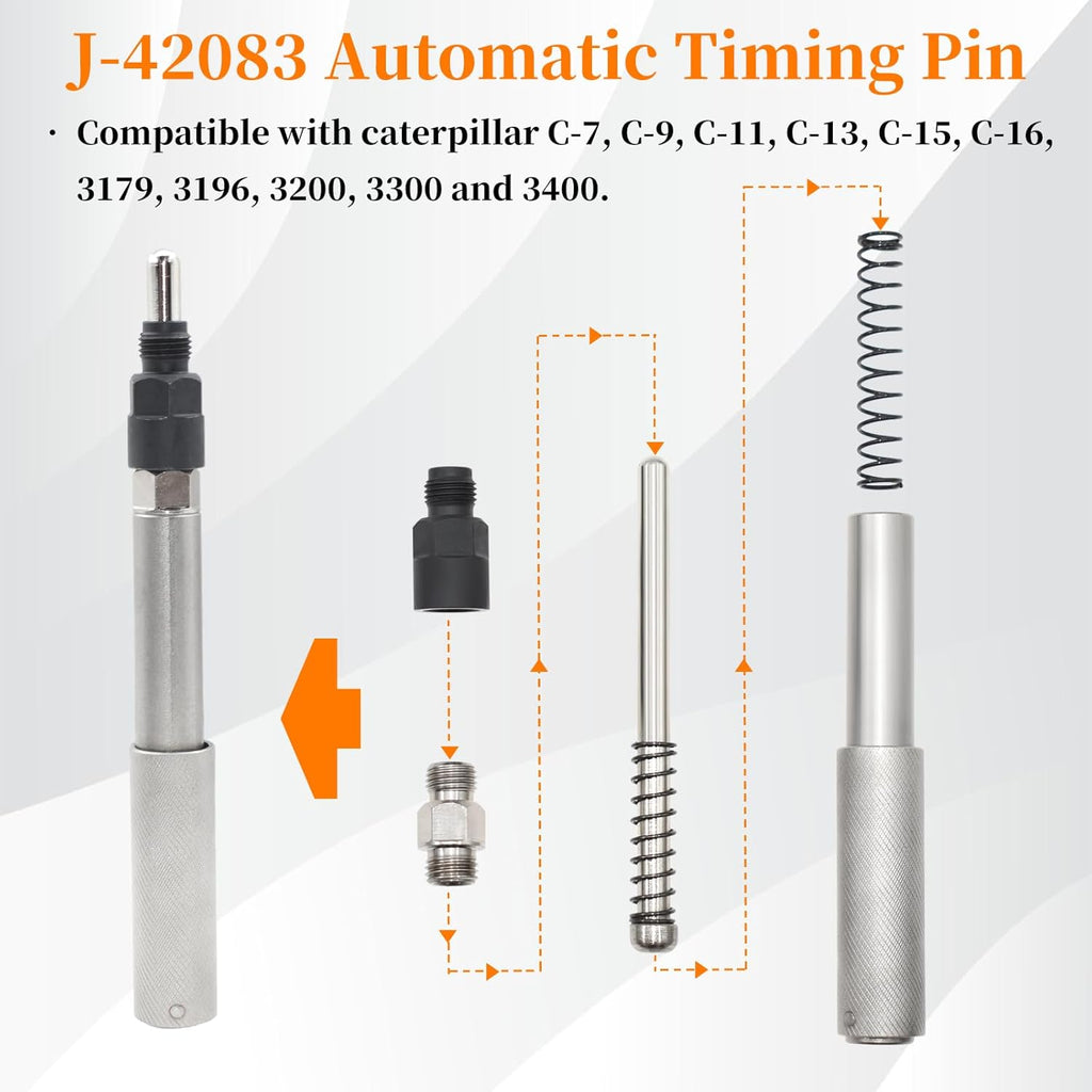 Kit d'installation et de dépose de manchon d'injecteur 9U-6891 + Goupille de calage automatique J-42083 + Dispositif de réglage de la hauteur d'injecteur 9U-7227 + Douille de palier moteur J-38587-A compatible doté de les moteurs CAT Caterpillar...