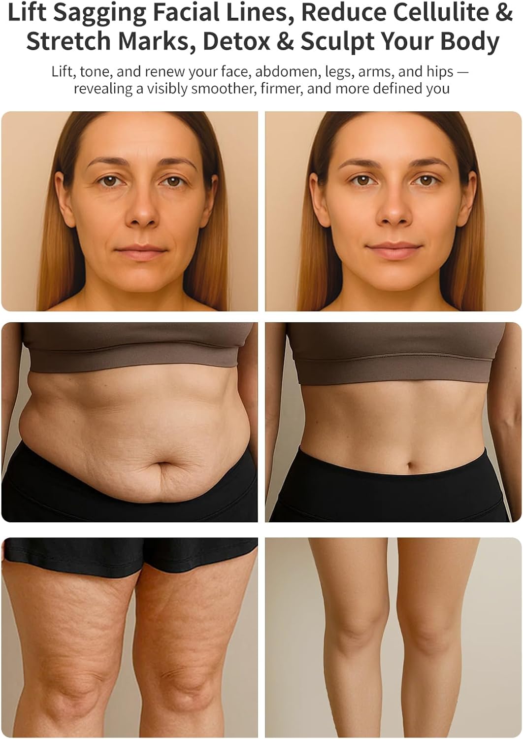 Appareil de remodelage corporel 5 en 1 DiDEER - Meilleur appareil anti-cellulite - Appareil de massage destiné à drainage lymphatique et anti-cellulite et raffermissement de la peau destiné à le visage, le ventre, les bras, les jambes, la taille...