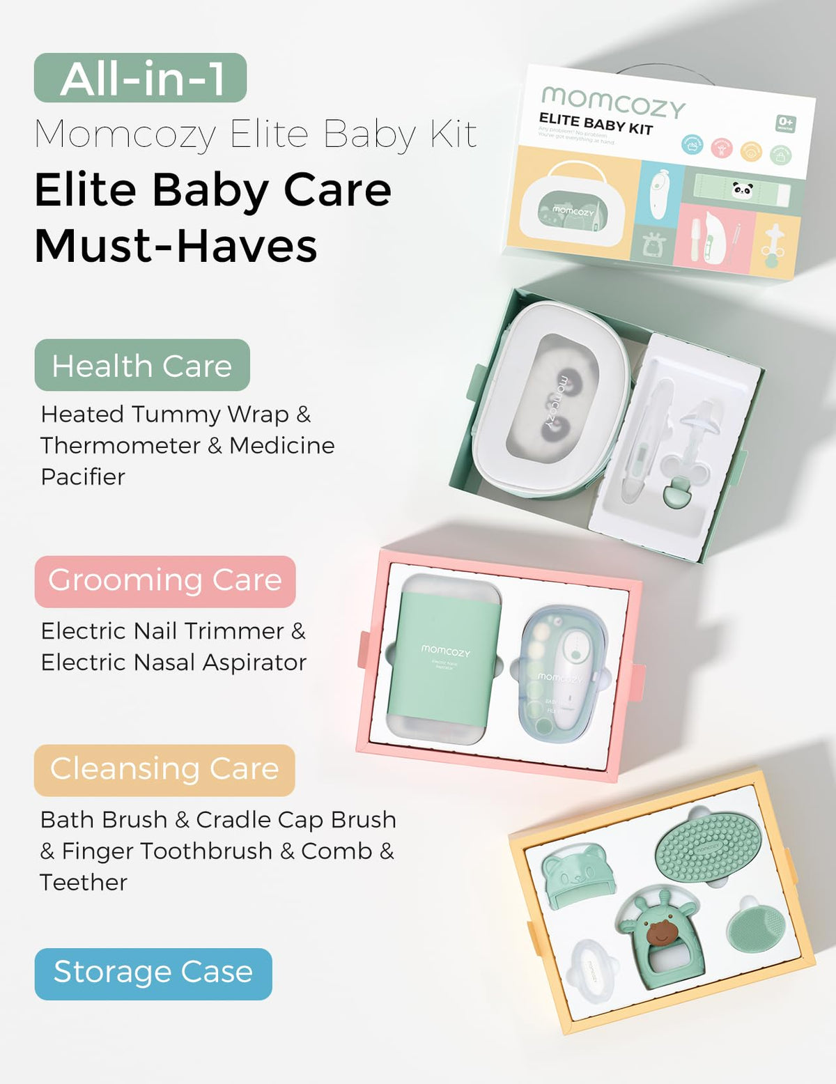 MOMCOZY Elite Kit Bébé - Ensemble Essentiel pour Toilettage et de Santé