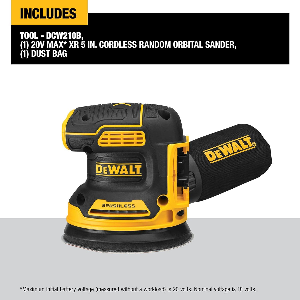 Ponceuse orbitale DEWALT 20V MAX, outil seul (DCW210B) – sélection pratique