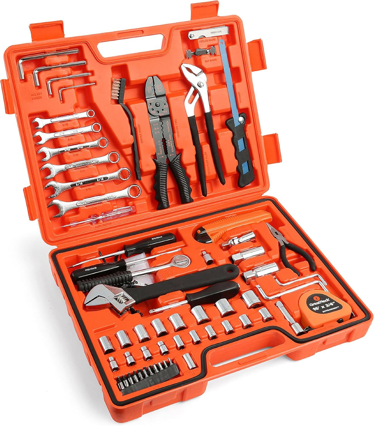 Coffret d'outils pratiques marins Great Neck MS125 de 125 pièces, cadeau pour homme, cadeau pour papa, haute visibilité, coffret à outils de bateau résistant à l'eau, accessoires et fournitures de bateau chromés antirouille