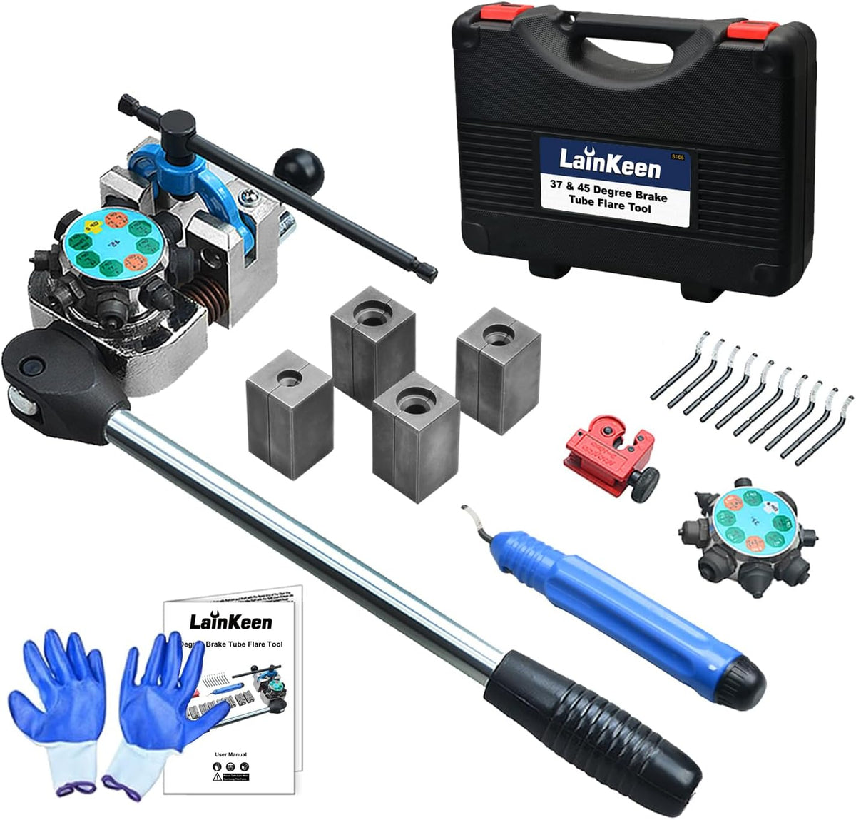 ensemble d'équipements de dudgeonnage pour usage professionnel LainKeen destiné à conduites de frein, ensemble d'équipements de dudgeonnage à 45° et 37°, ensemble d'équipements de dudgeonnage simple, à bulle et double destiné à conduites de...