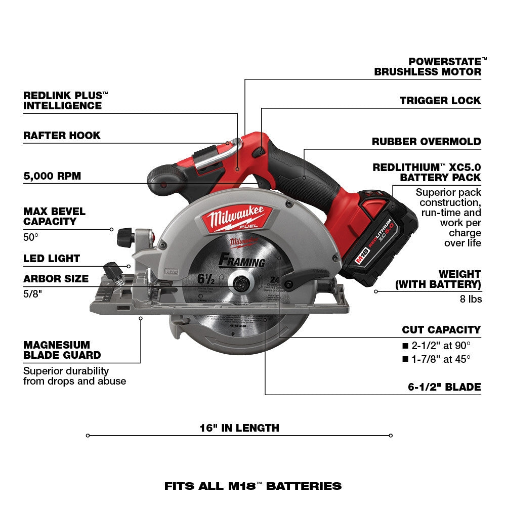 Kit combiné sans fil 7 équipements M18 FUEL Lithium-Ion sans balais 18 V 5,0 Ah