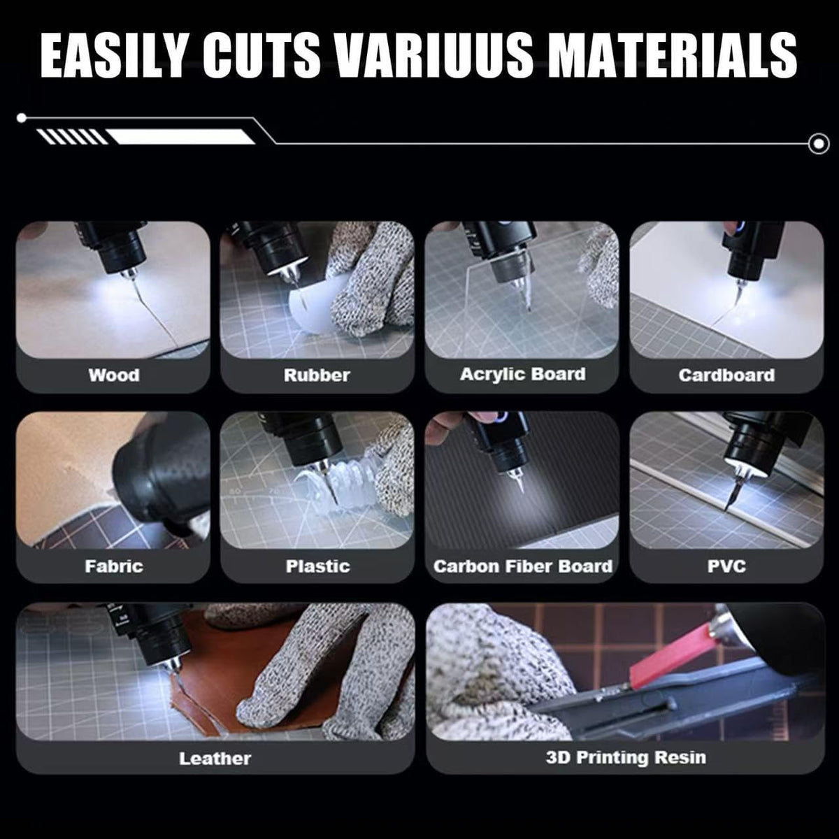 Couteau de découpe ultrasonique portatif Pro 40 kHz 35 W, 50 lames de rechange, ensemble d'équipements de découpe multifonctionnel à puissance réglable destiné à modèles imprimés en 3D, plastique, bois, résine, acrylique, cuir