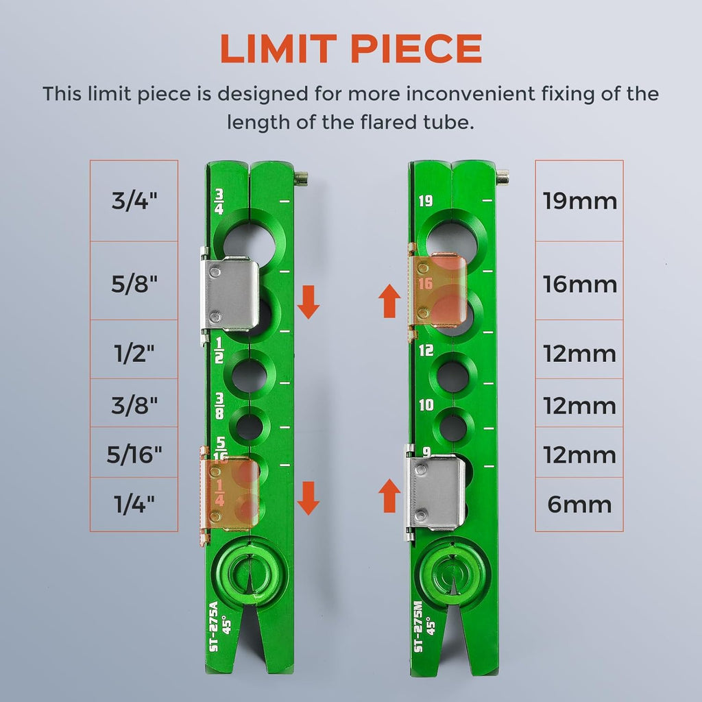 Dispositif de sertissage et d'évasement 2 en 1 Bonvoisin destiné à tubes souples en cuivre et aluminium, 1/4"-3/4", doté de butée.
