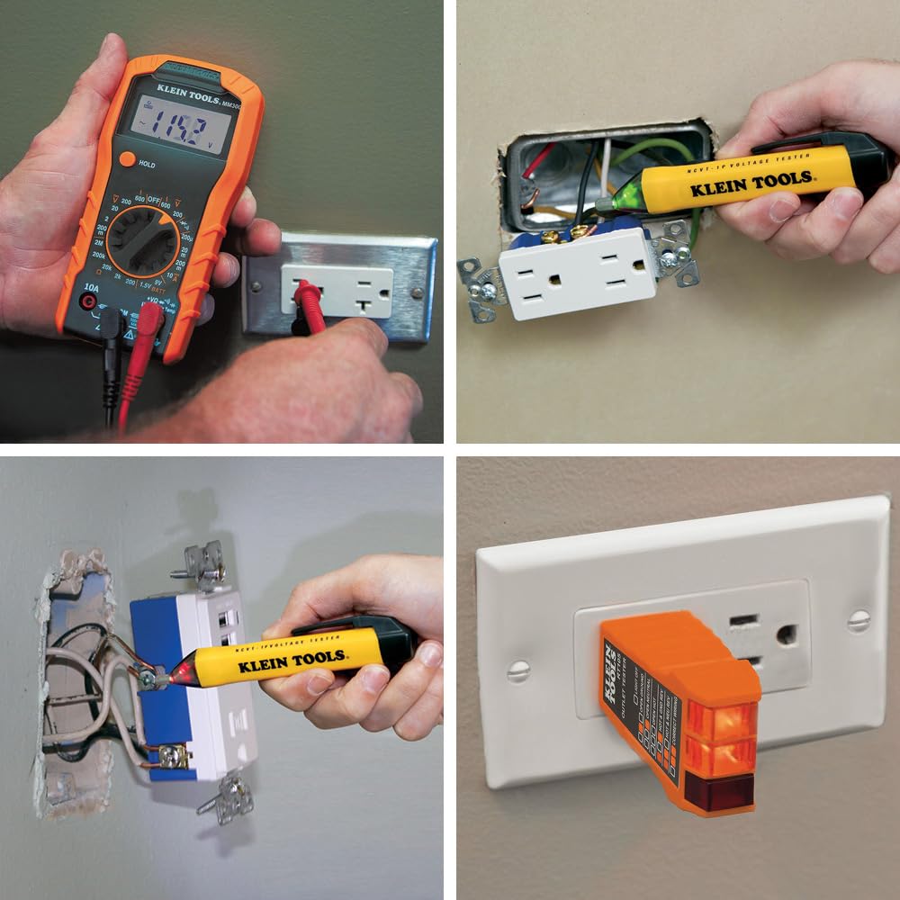 Ensemble de test électrique Klein Tools 80067 doté de thermomètre numérique infrarouge, multimètre, testeur de tension sans contact et testeur de prises, 4 pièces