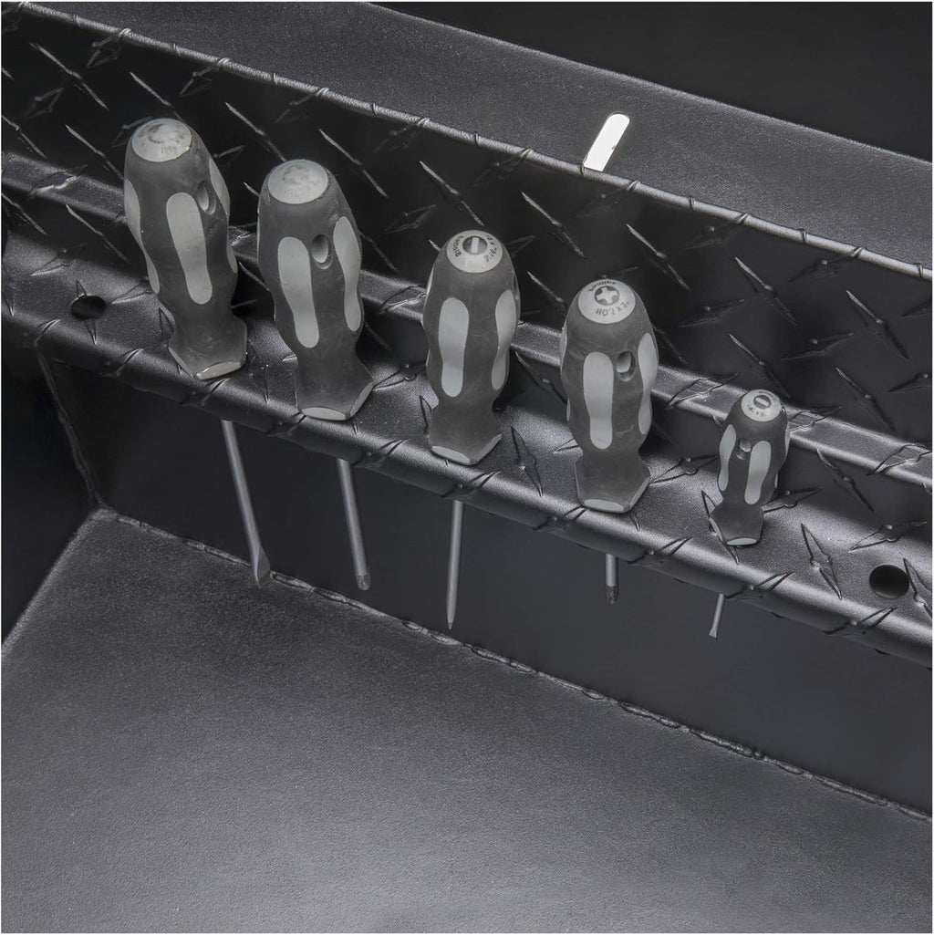 Coffre à outils pratiques pour camion UWS EC10603 72 pouces en aluminium à paroi épaisse noir mat, profil bas et couvercle RigidCore