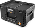 Coffret à outils pratiques ToughBuilt StackTech grand format avec interface à verrouillage automatique, couvercle auto-alignant, loquet à une main, rails pour accessoires, points de verrouillage et protection IP65