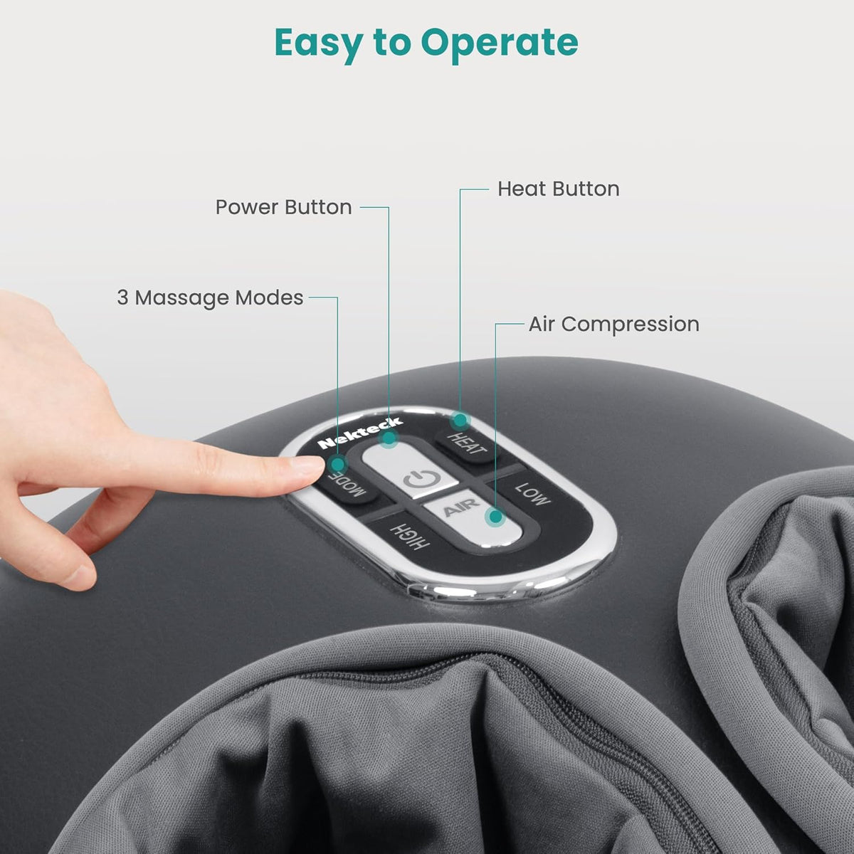 Appareil de massage des pieds Nekteck Shiatsu doté de fonction chauffante (version 2026 améliorée), 3 modes de massage par pétrissage profond et compression d'air, outil de massage destiné à soulager la fasciite plantaire, cadeau de relaxation...