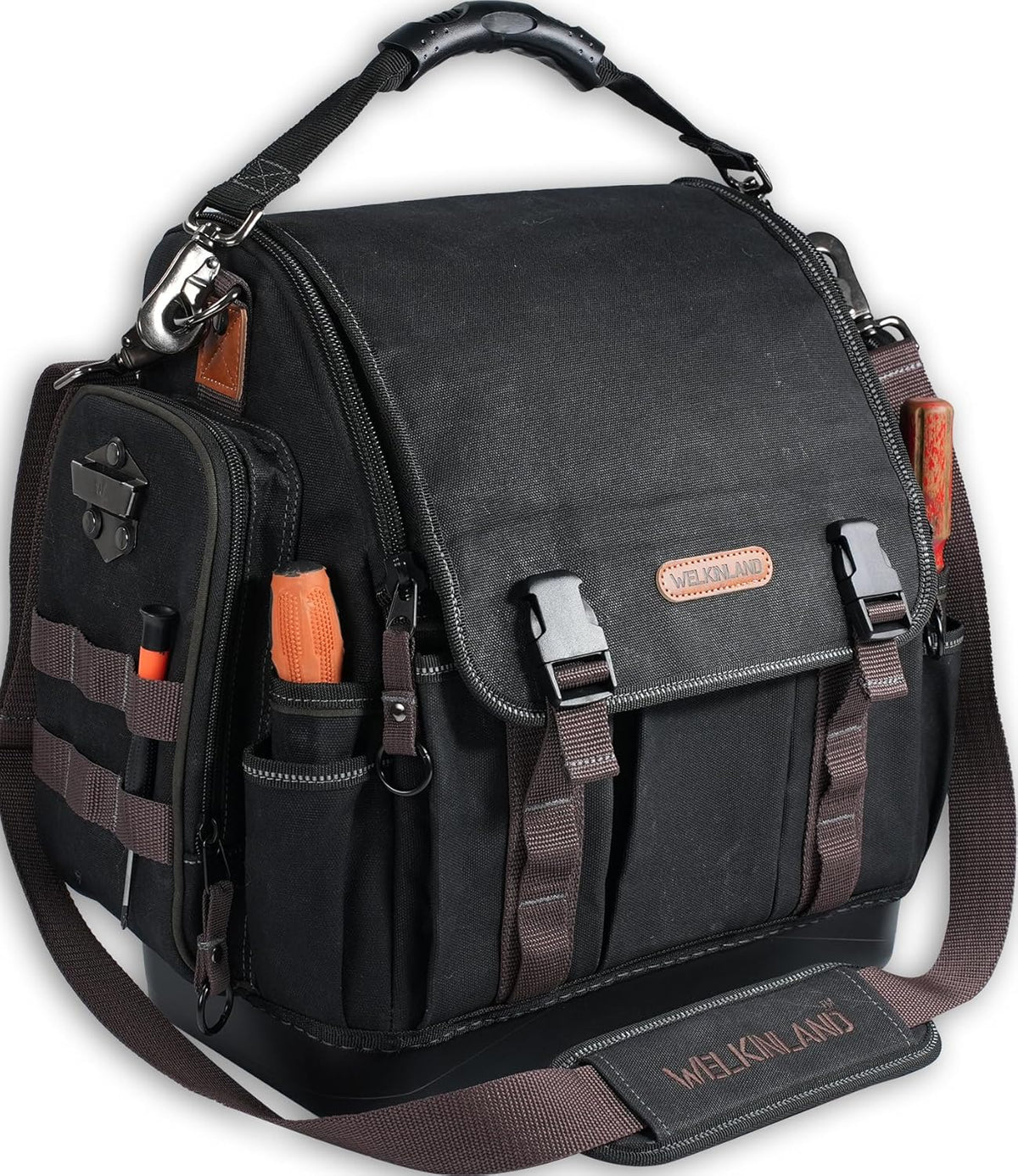 Sac à équipements d'électricien WELKINLAND à 41 poches, sac à équipements CVC de 35,5 cm, sac à équipements en toile cirée robuste, sac à équipements à fond rigide, sac à équipements à ouverture supérieure stable, sac à équipements à accès rapide...