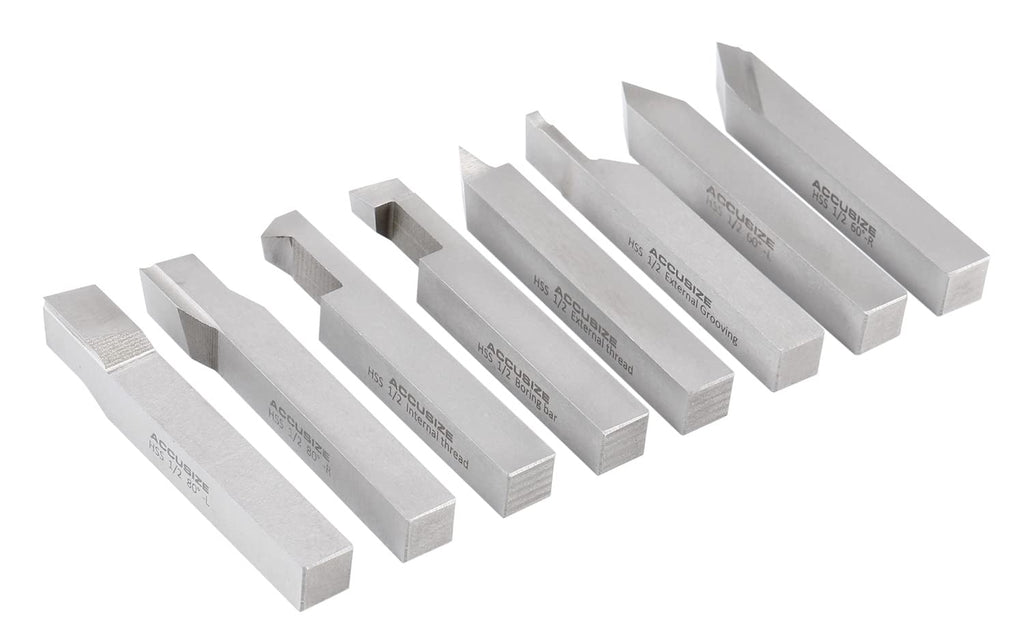 Accusize Industrial Tools, coffret de 8 forets HSS 1/2'', pré-rectifiés destiné à le tournage et le dressage, 2662-2004