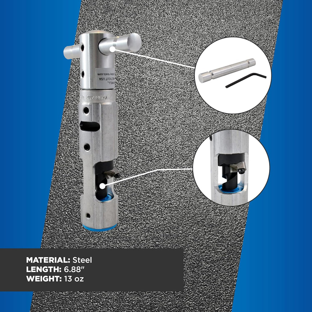 Dispositif combiné de carottage et de dénudage Cablematic CST 625 bleu destiné à techniciens, électriciens et installateurs professionnels, outil facilement transportable destiné à câble 625 kcmil, 370 g