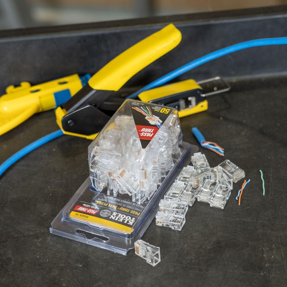 Ensemble de testeur de câbles et fils LAN Klein Tools 80085 VDV destiné à connecteurs modulaires RJ45 Klein Pass-Thu, 6 pièces