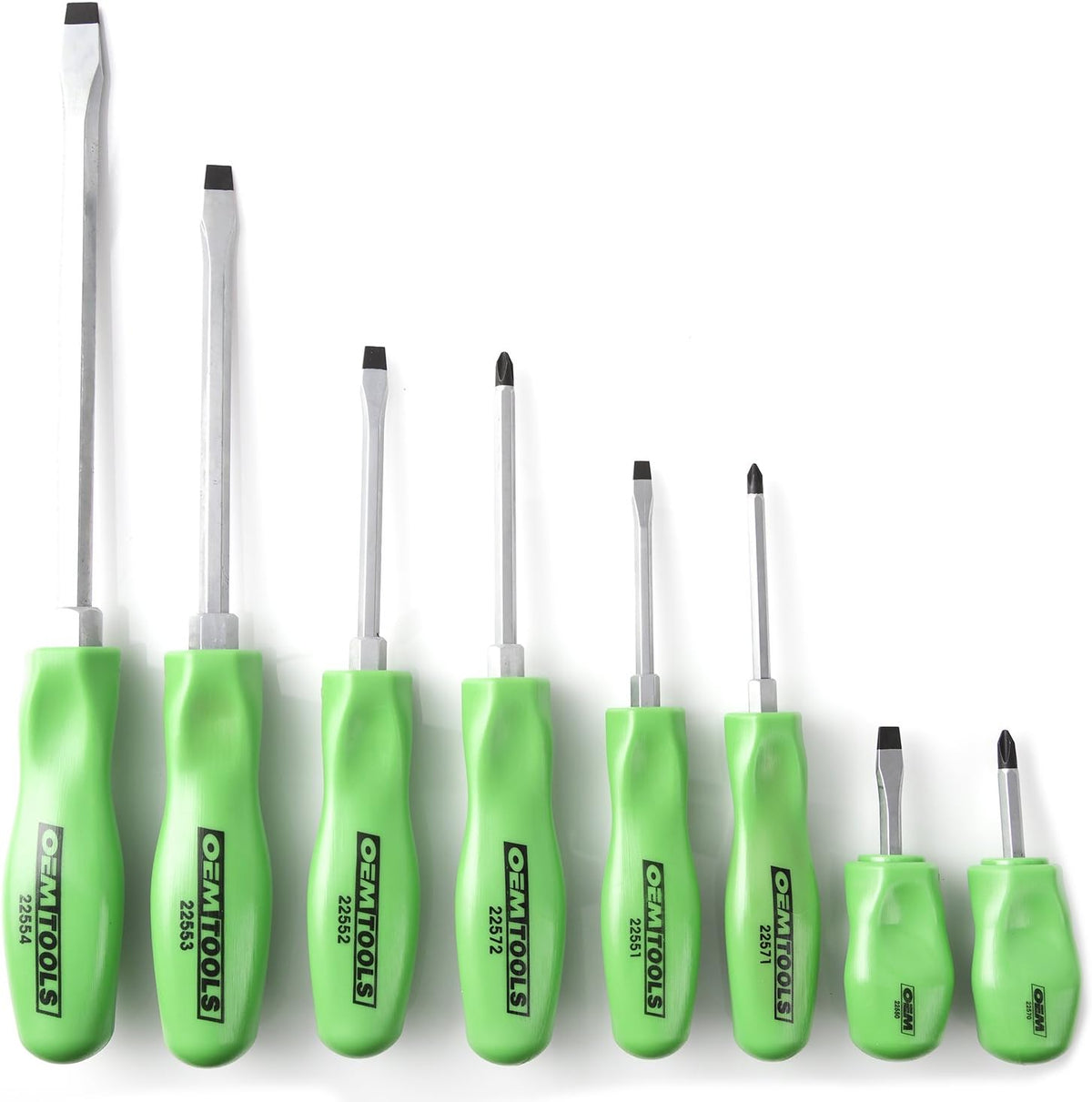 Jeu de tournevis de mécanicien OEM Tools 23999, 8 pièces | 8 tournevis plats et cruciformes courants | équipements destiné à mécaniciens, techniciens et particuliers | Acier allié
