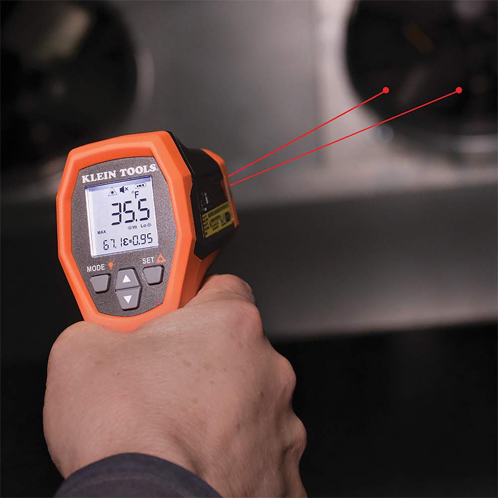 Thermomètre infrarouge Klein Tools IR10, pistolet thermomètre numérique doté de double laser de visée, rapport de grossissement 20:1