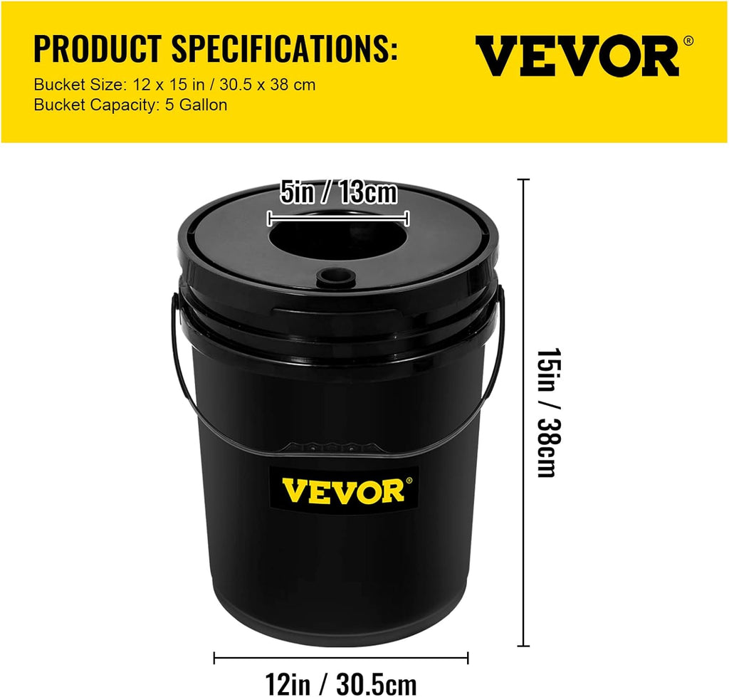 Système hydroponique VEVOR DWC 5 gallons (19 litres) doté de 8 seaux, kit de culture hydroponique en eau profonde, pompe, pierre à air et dispositif de contrôle du niveau d'eau destiné à légumes-feuilles d'intérieur/extérieur