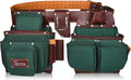 Ceinture porte-équipements en nylon et cuir | Sacoche/pochette destiné à équipements de charpenterie | destiné à charpentiers, ouvriers du bâtiment, charpentiers et électriciens (Vert)