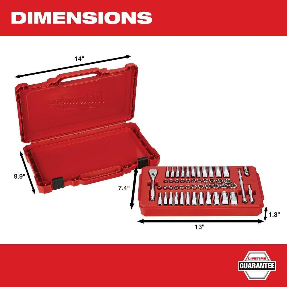 Dispositif électrique Milwaukee MLW48-22-9004, jeu de douilles et cliquet 1/4 po - SAE et métrique