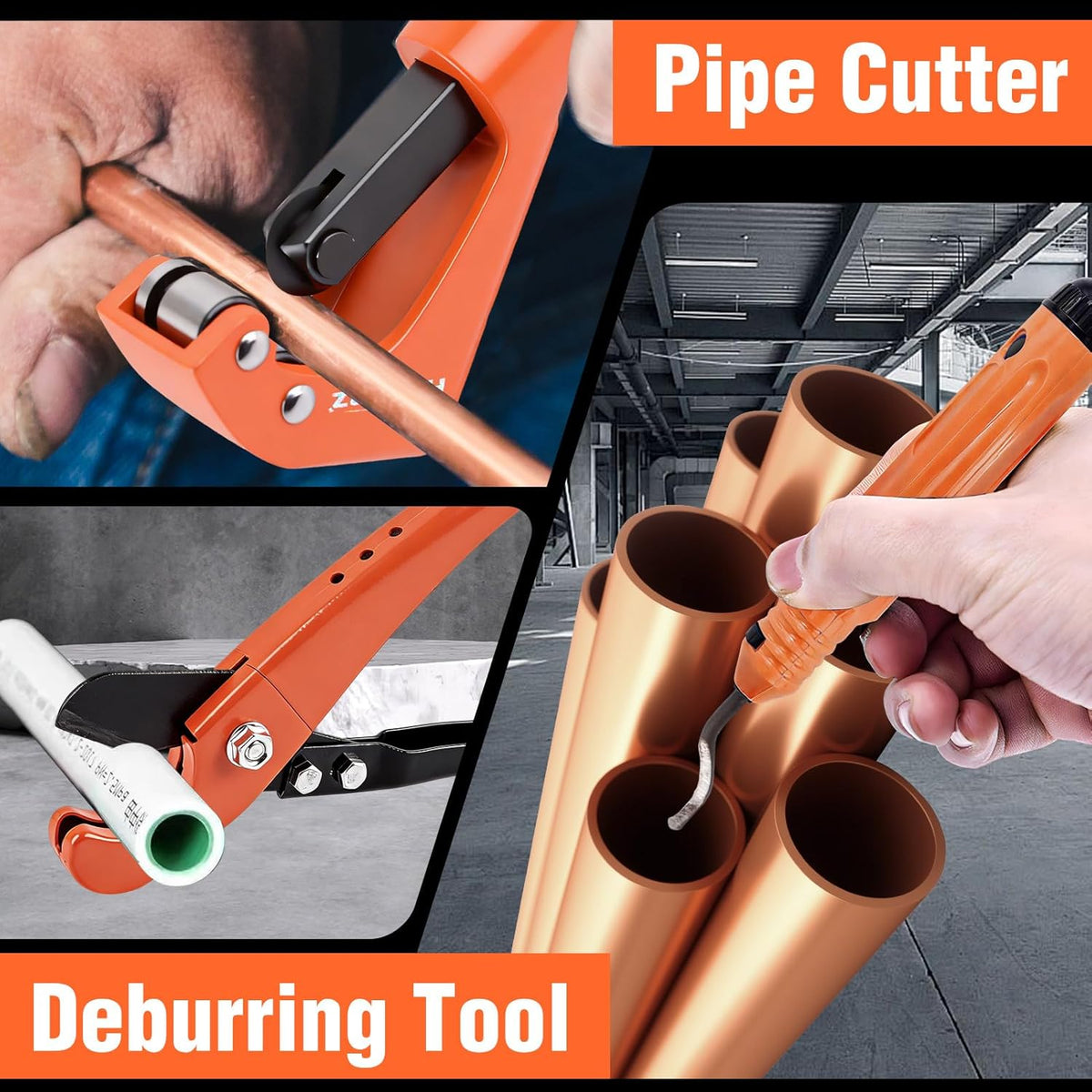 Ensemble de sertissage de tuyaux en cuivre et PEX HZLZRZ Pro Press : jeu de 8 matrices destiné à tuyaux en cuivre de 1/2, 3/4 et 1 pouce, compatible doté de les anneaux en cuivre ASTM F1807 PEX (5 tailles de 3/8 à 1 pouce), outil pour usage...