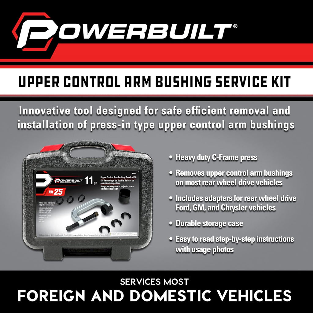 ensemble d'équipements Powerbuilt destiné à le remplacement des silentblocs de bras de suspension supérieurs (Ford, GM et Chrysler), 648604