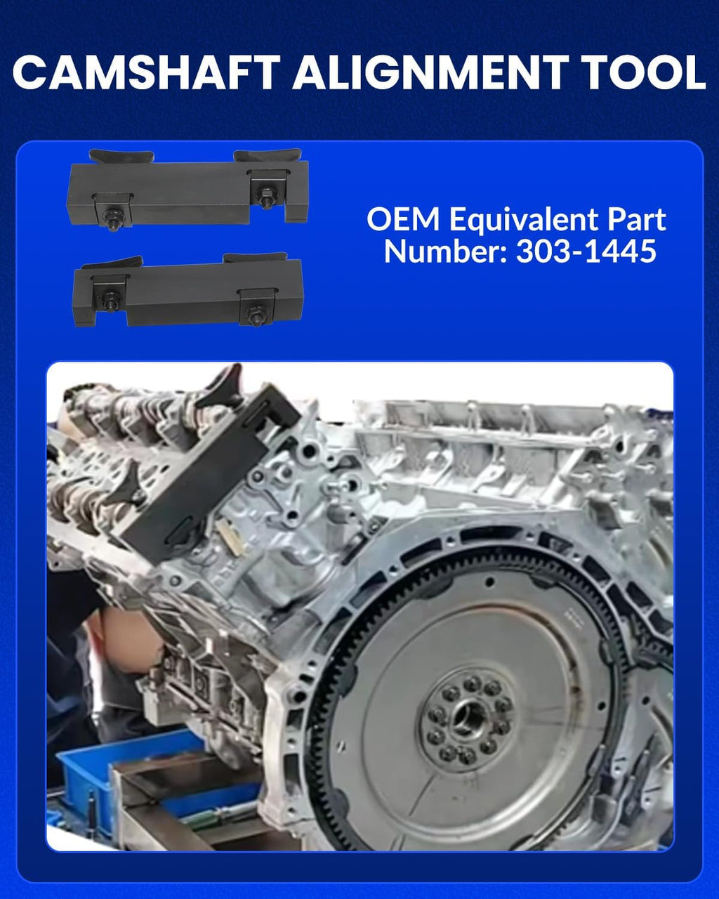 ensemble d'équipements de calage d'arbre à cames destiné à Land Rover Jaguar Discovery 4 Range Rover Sport V8 5.0L V6 3.0L. Comprend un outil destiné à pompe à carburant/injecteurs. Remplace les références 303-1482, 303-1445, 303-1448 et 303-1452.