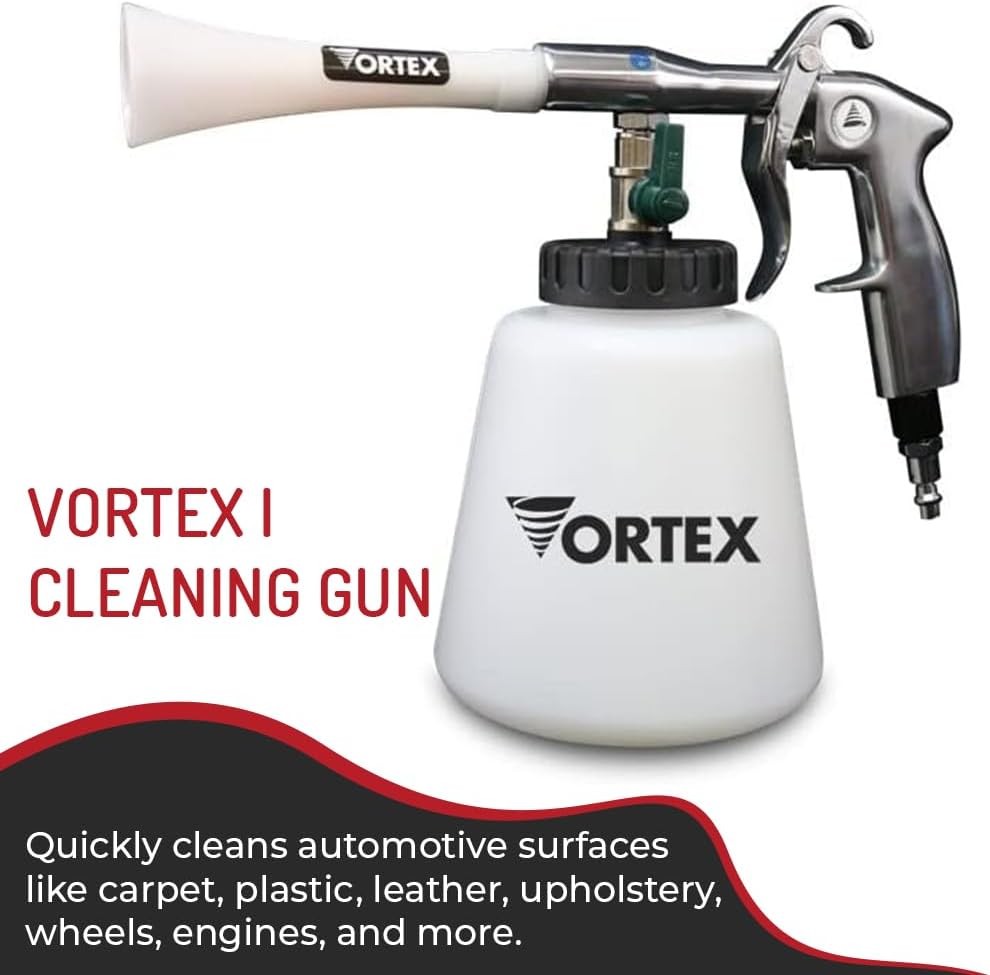 Pistolet de nettoyage à air comprimé HI-TECH Vortex I – Nettoyage en profondeur des intérieurs et extérieurs de voiture – Fonctionne à l'air comprimé – Dispositif de detailing automobile destiné à la saleté, la poussière, la crasse et les taches