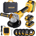 Meuleuse d'angle sans fil 20 V, moteur sans balais 9 600 tr/min, alésage de 11,4 à 12,7 cm, ensemble d'équipements de meulage électrique doté de 2 batteries de 4,0 Ah, destiné à la découpe, le meulage et le polissage.