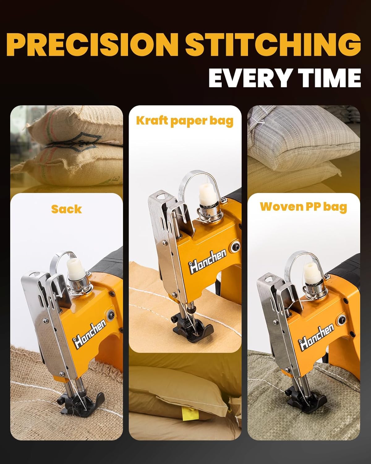 Machine à coudre les sacs Hanchen, machine à sceller les sacs à grande vitesse, machine à fermer les sacs, machine à coudre les sacs, machine à coudre industrielle, machine à coudre les sacs en papier kraft tissé, scellage CE – sélection pratique